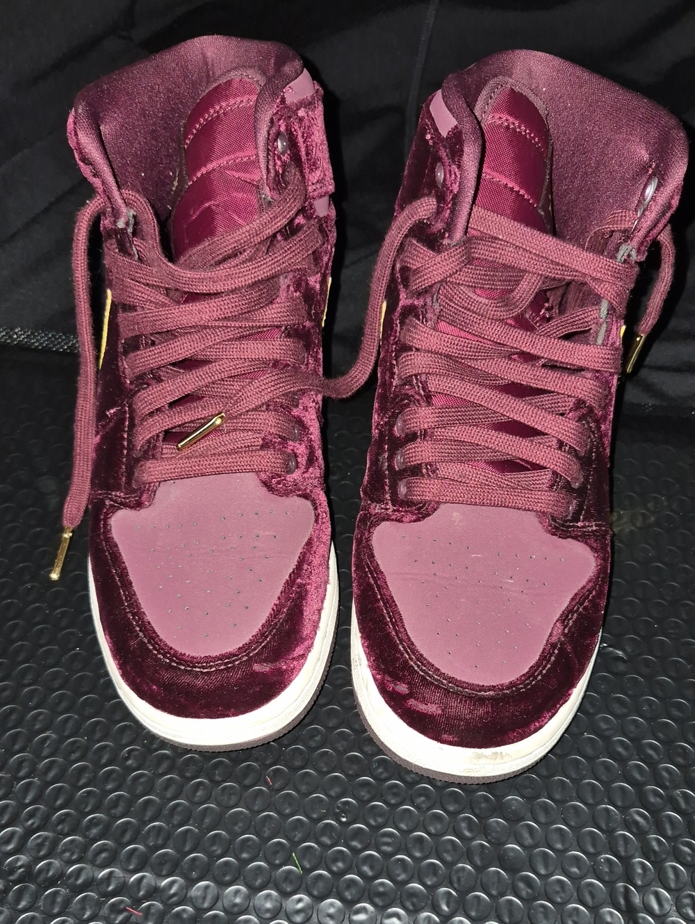 Jordan Women's Velvet High-Top Sneakers in Wine